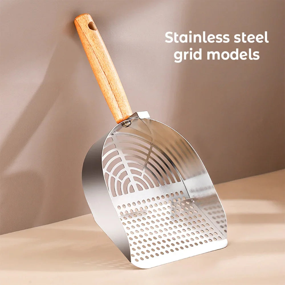 Steel Cat Litter Scoop Long Handle Pet Waste Shovel Cleaning Tool For Tofu Sand Litter Box Cats Supplies