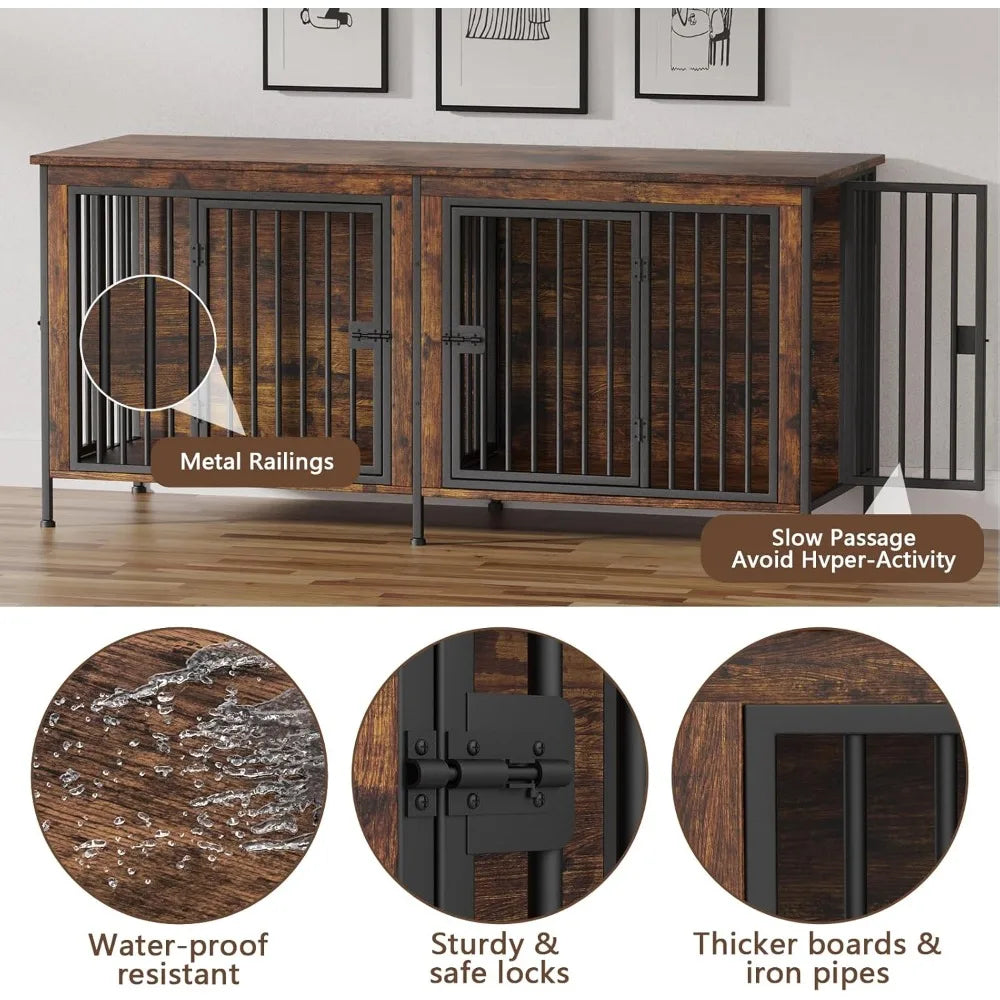 Dog Crate Furniture fo Dogs, Heavy Duty Single/Double Dog Crates for Small/Medium/Large Dogs, Dog Kennel Furniture,Customized