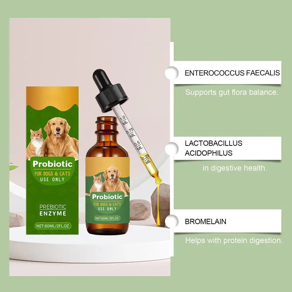 Pet Nutrition Supplement Probiotic Drops Containing Enzymes Used For Dog Cat Digestion And Immune Support Health Supplement 60ML