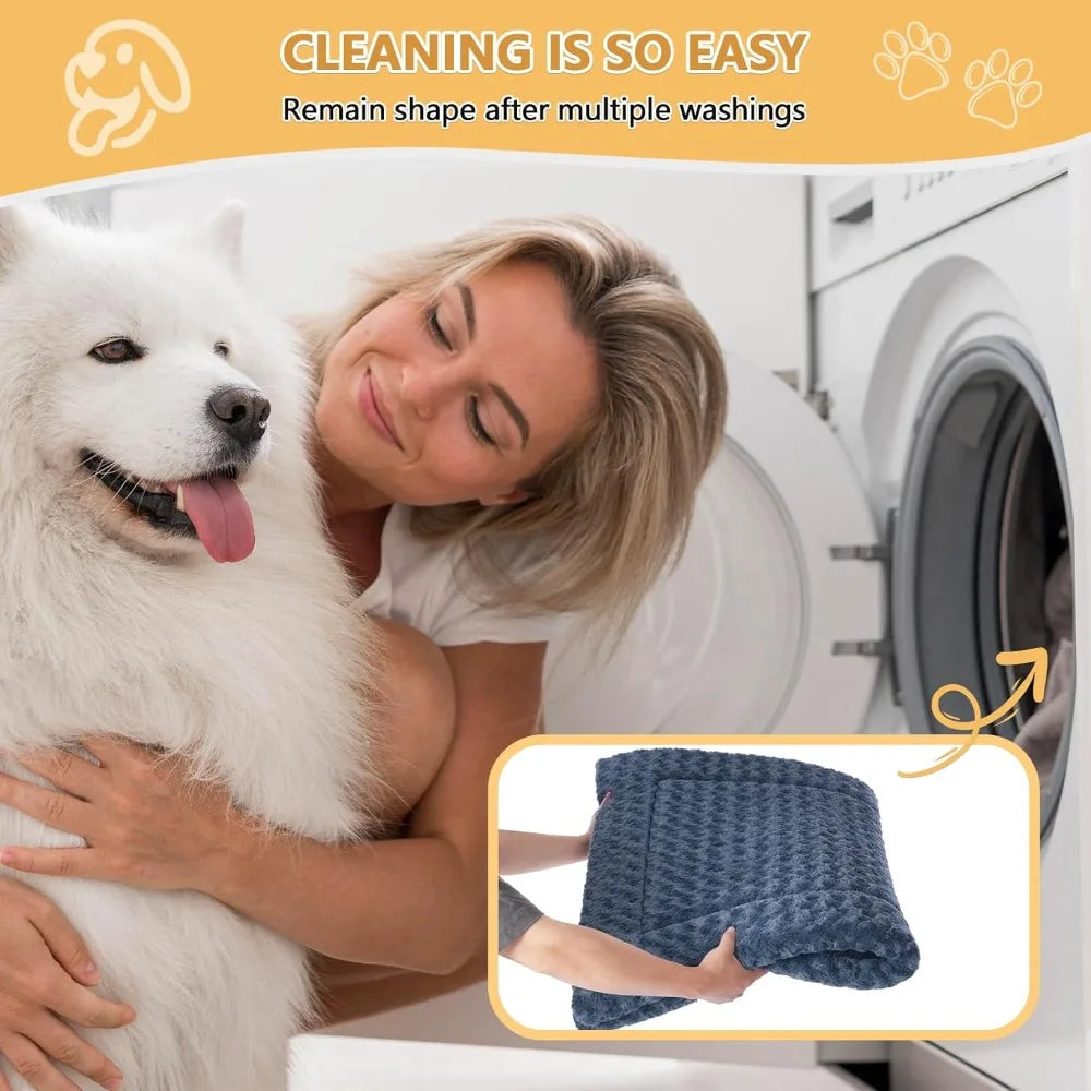 dog bed mat washable reversible dog crate pad soft fluffy pet kennel beds with anti-slip bottom dog cat sleeping mattress for ex