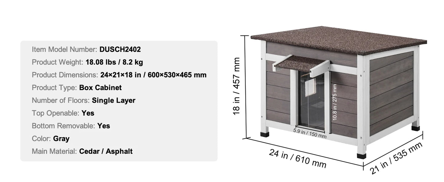 Outdoor Cat House Weatherproof, Feral Cat Shelter for Cat Outdoor Wooden Cat Rabbit House with All-Round Foam Insulated