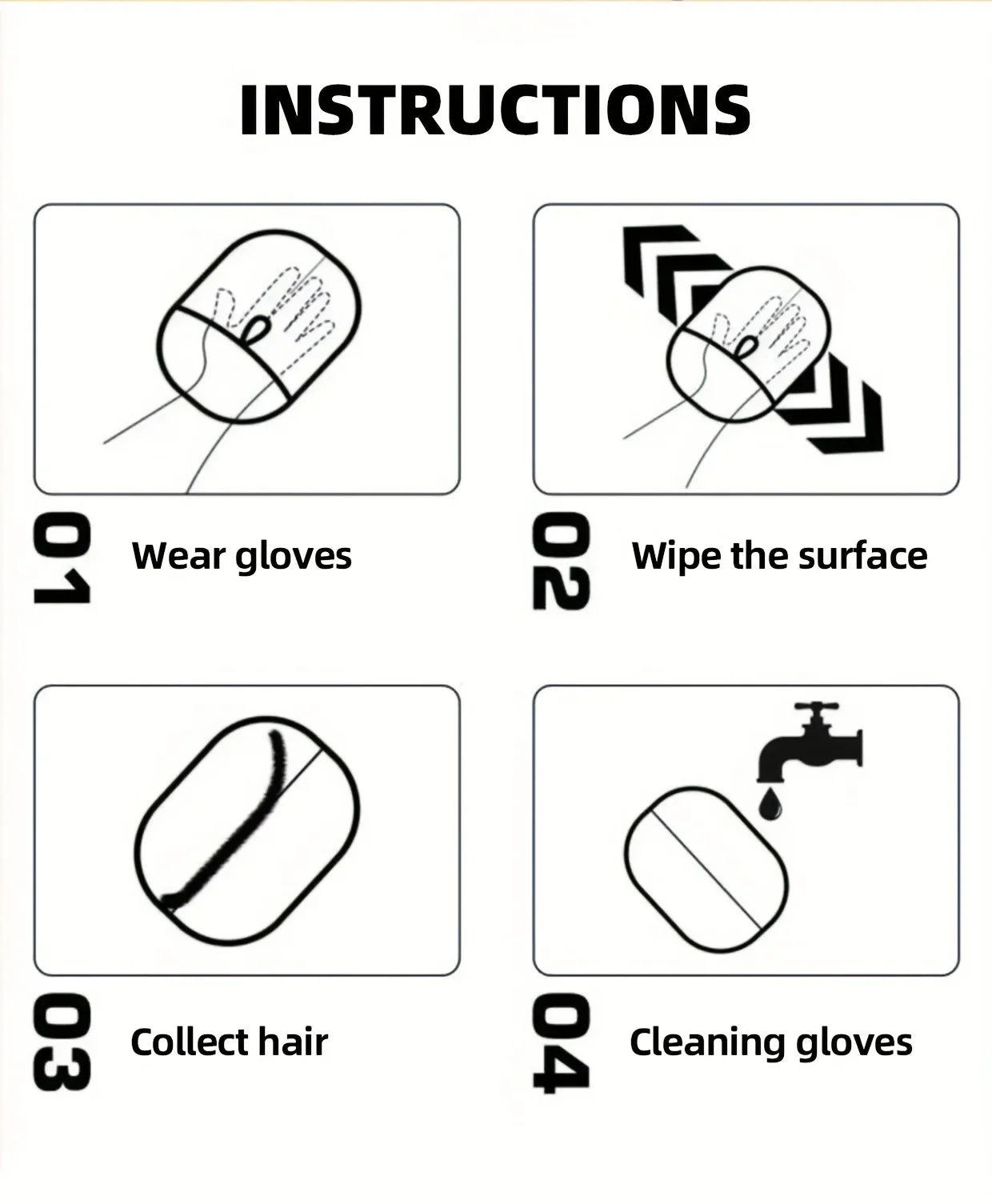 Upgrade Edition Large Pet Static Hair Removal Gloves - Black Polypropylene Cat Grooming Gloves with Yellow Accents