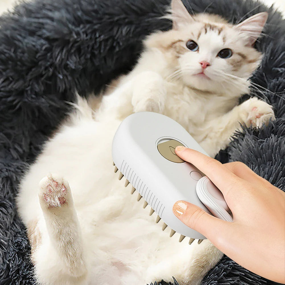 3-in-1 Dog Hair Brush Cat Hair Brush Electric Pet Cleaning Brush Steam Spray Brush Massage Hair Removal Comb Anti Flying Brush