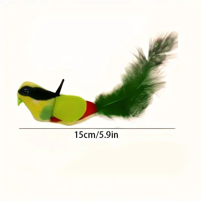 Interactive Touch-Activated Flapping Bird Cat Toy Plush Sparrow Kicking Toy with Realistic Chirping Sound, Suitable for Exercise