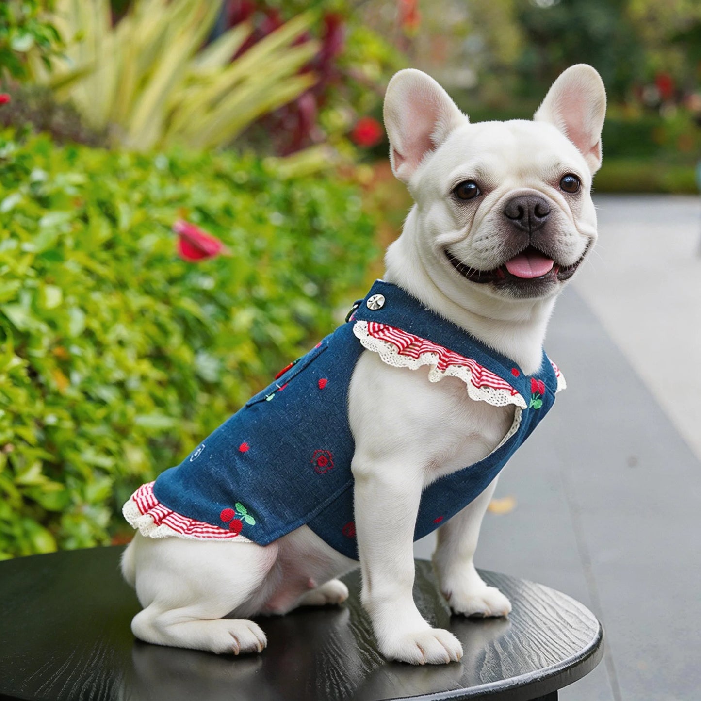 Denim Dog Dress Harness Set for Pets - Trendy Chic  Cat Dog Outfit with Leash  , Soft Mesh Vest Skirt  Jeans Dog Dress