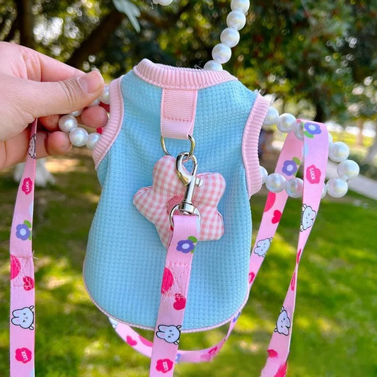 Spring Summer Pet Clothes For Cats Dogs Breathable Sunscreen Anti-shedding Puppy Kitten Apparel With Leash Ring
