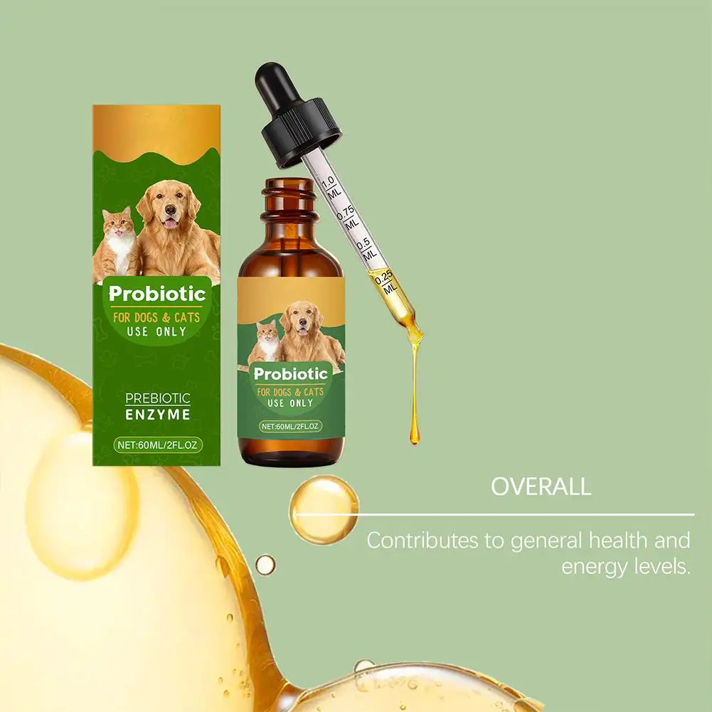 Pet Nutrition Supplement Probiotic Drops Containing Enzymes Used For Dog Cat Digestion And Immune Support Health Supplement 60ML