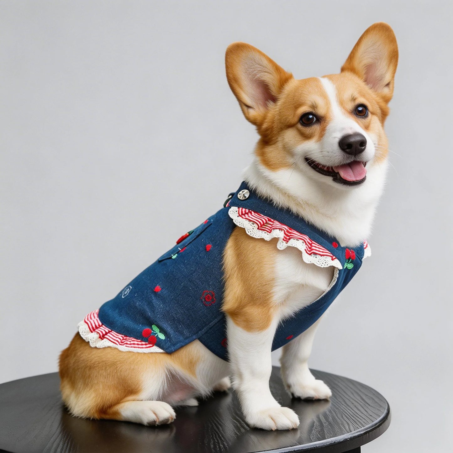 Denim Dog Dress Harness Set for Pets - Trendy Chic  Cat Dog Outfit with Leash  , Soft Mesh Vest Skirt  Jeans Dog Dress