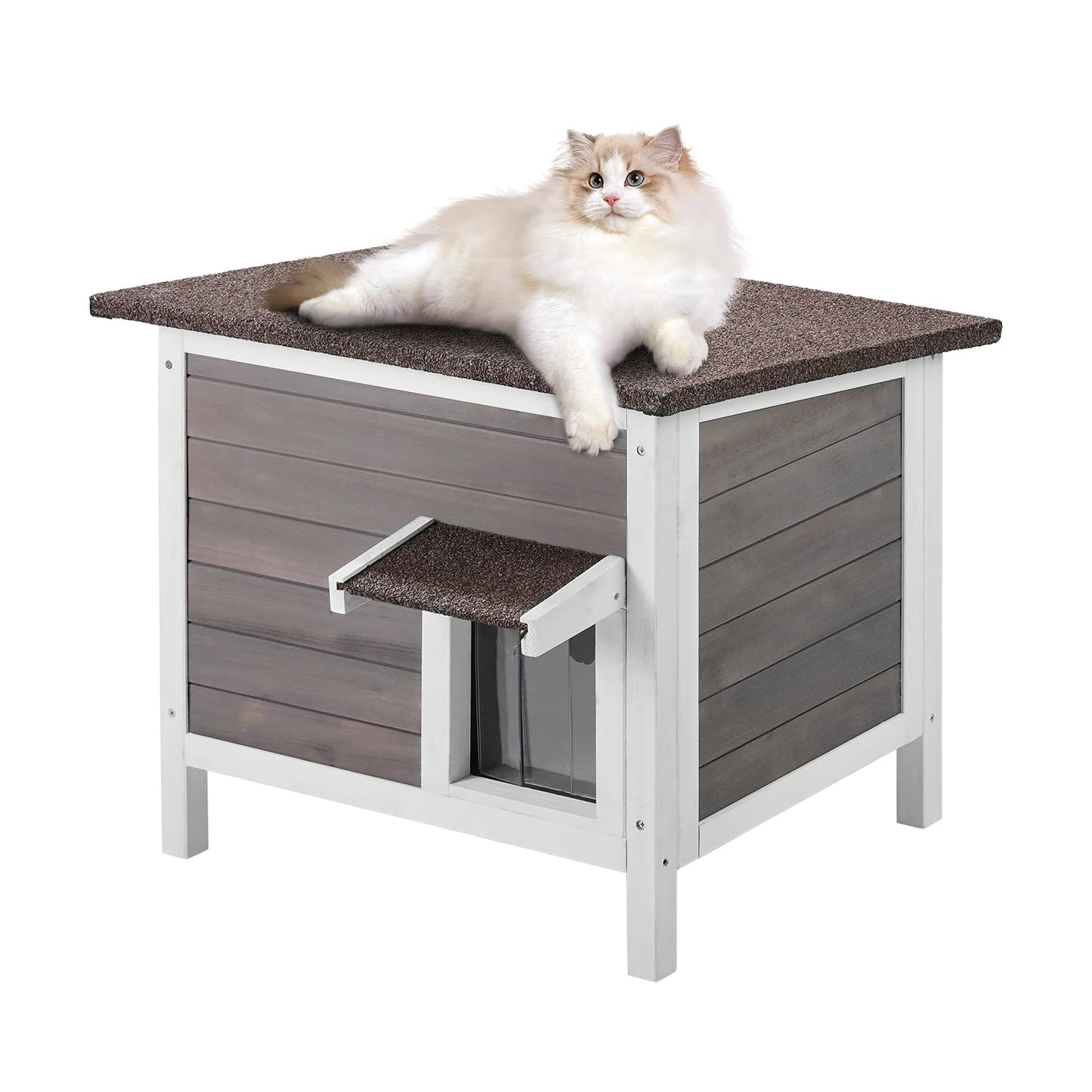 Outdoor Cat House Weatherproof, Feral Cat Shelter for Cat Outdoor Wooden Cat Rabbit House with All-Round Foam Insulated