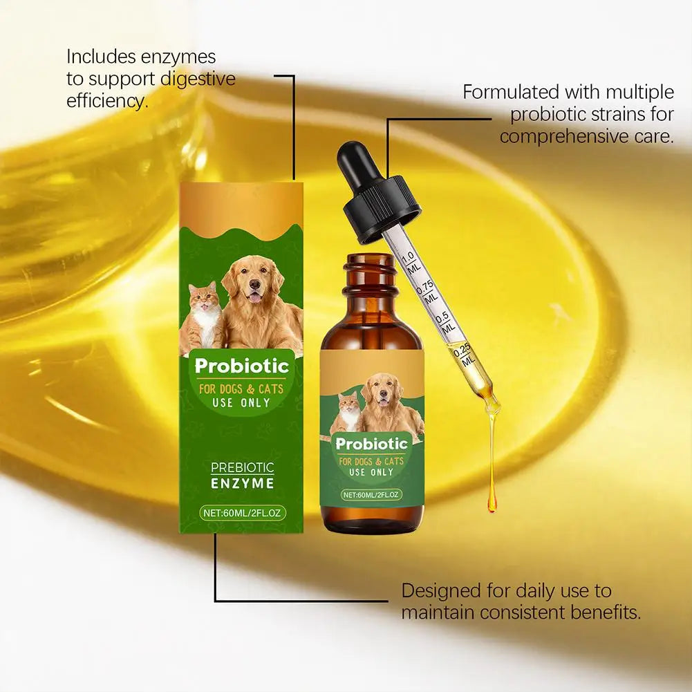 Pet Nutrition Supplement Probiotic Drops Containing Enzymes Used For Dog Cat Digestion And Immune Support Health Supplement 60ML
