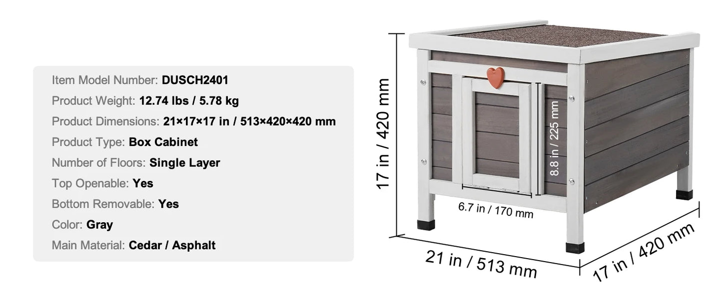 Outdoor Cat House Weatherproof, Feral Cat Shelter for Cat Outdoor Wooden Cat Rabbit House with All-Round Foam Insulated