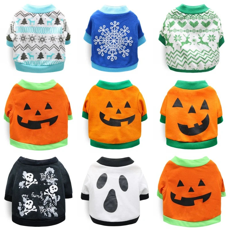 Dog Clothes For Small Dogs Pet Hoodies Halloween Christmas Cat Puppy Warm Shirt Dogbaby Clothing For Chihuahua Costume Pet Items