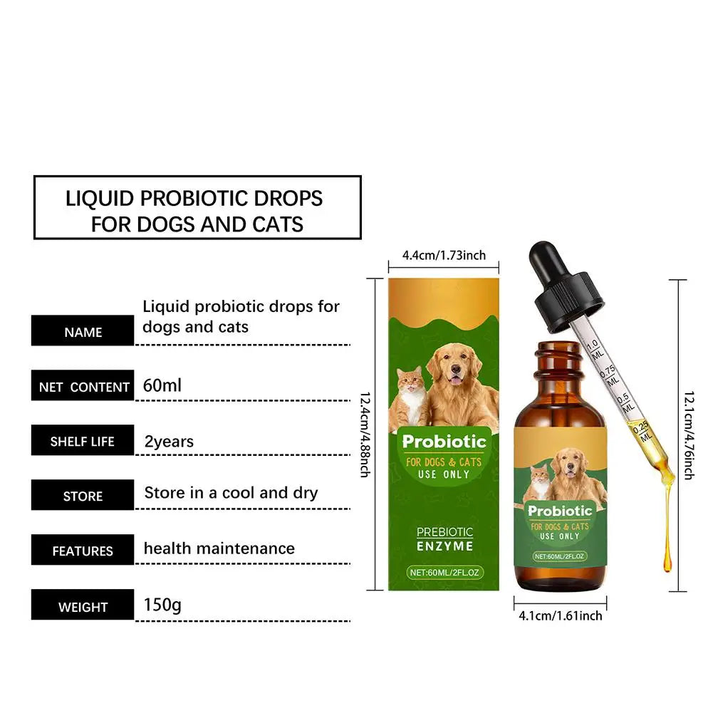 Pet Nutrition Supplement Probiotic Drops Containing Enzymes Used For Dog Cat Digestion And Immune Support Health Supplement 60ML