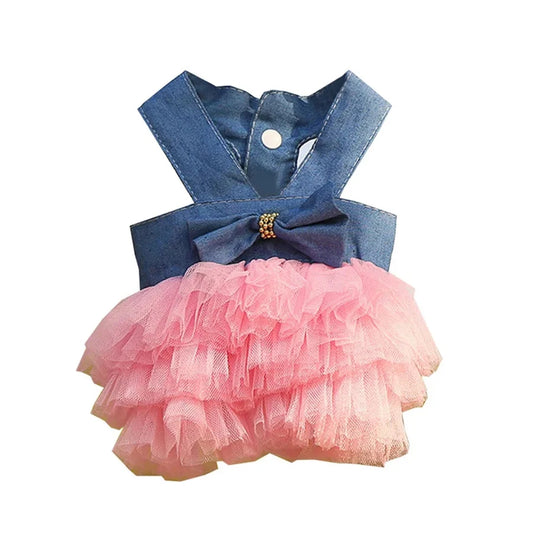 1pc Pet Lace Dress Dog Dress Lace Skirt Harness Summer Pet Clothing Chihuahua Stripe Skirt Puppy Cat Princess Apparel Cute Puppy
