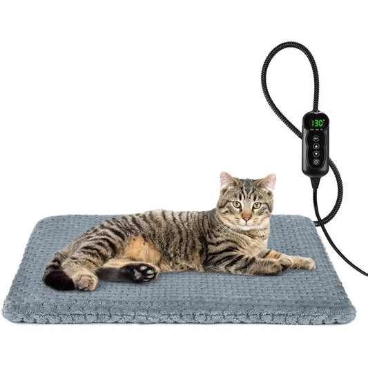Adjustable Temperature Pet Heating Pad with Timer, Waterproof for Dogs and Cats, Size S: 18 x 16