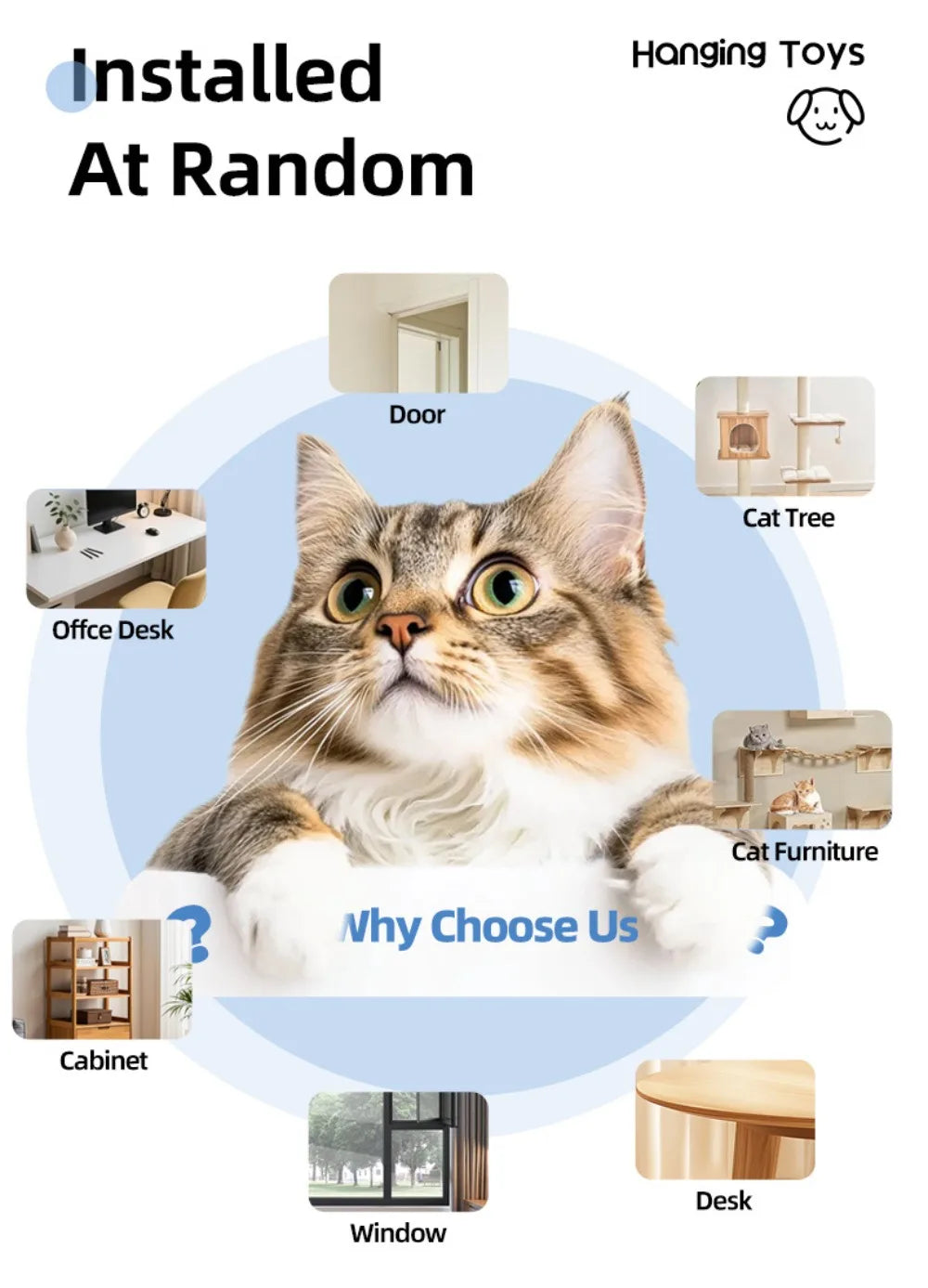 Self-Playing Cat Toy， Automatic Retractable Door Hanging Teaser for Indoor Cats， Boredom Buster Exercise Toy