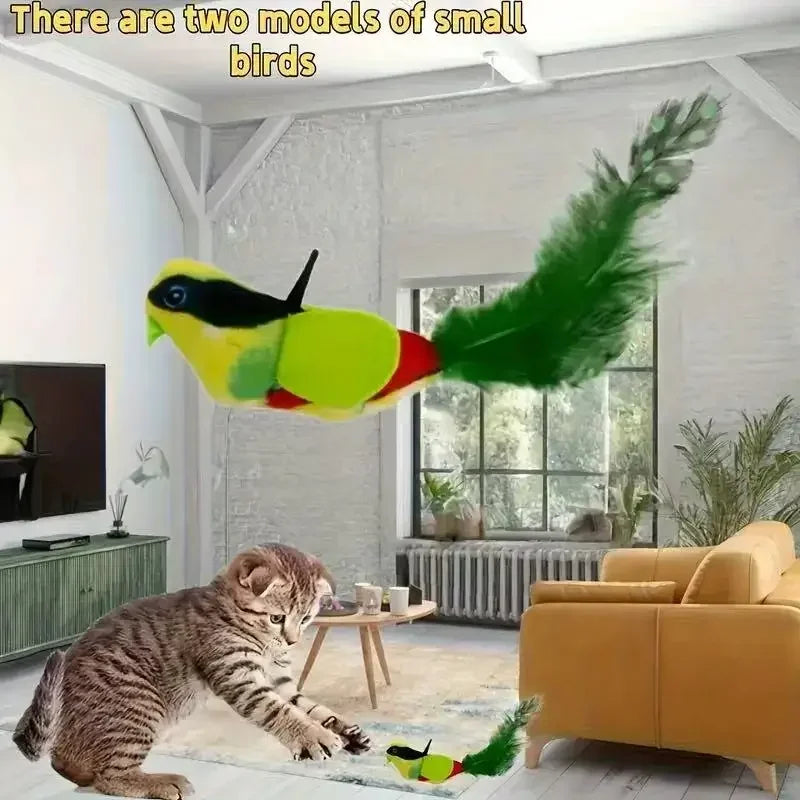 Interactive Touch-Activated Flapping Bird Cat Toy Plush Sparrow Kicking Toy with Realistic Chirping Sound, Suitable for Exercise