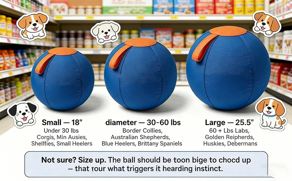 (Large) Ruckus Herding Ball, Herding Ball for Dogs, Extra-Large Enrichment Ball - Tear-Resistant, Includes Protective Cover And