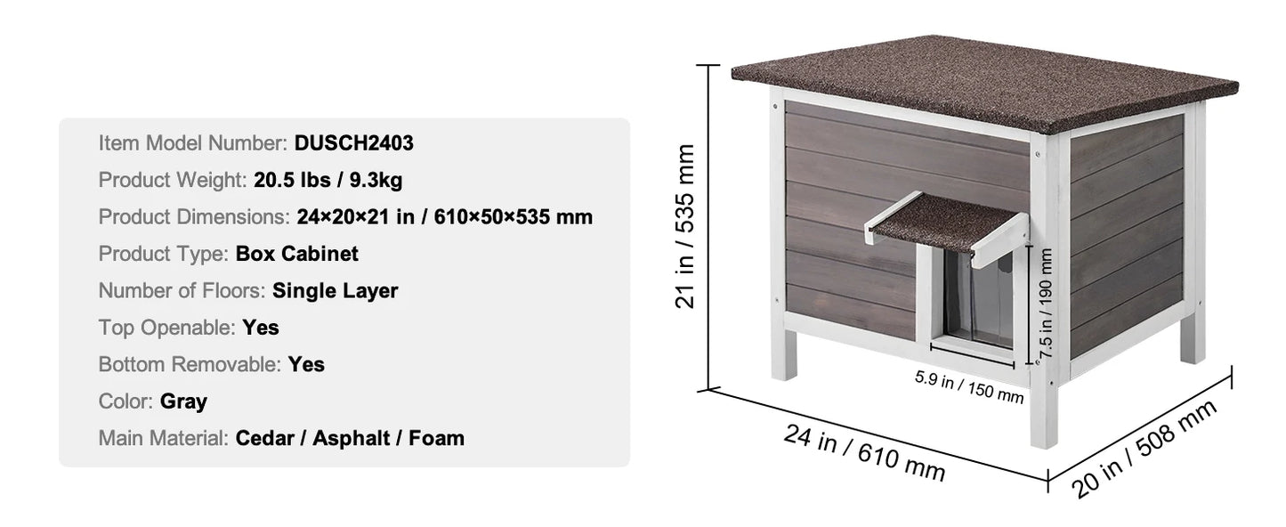 Outdoor Cat House Weatherproof, Feral Cat Shelter for Cat Outdoor Wooden Cat Rabbit House with All-Round Foam Insulated