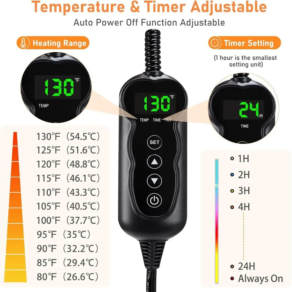 Adjustable Temperature Pet Heating Pad with Timer, Waterproof for Dogs and Cats, Size S: 18 x 16