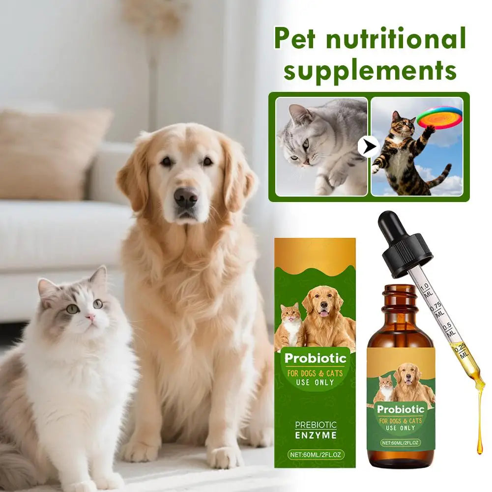 Pet Nutrition Supplement Probiotic Drops Containing Enzymes Used For Dog Cat Digestion And Immune Support Health Supplement 60ML