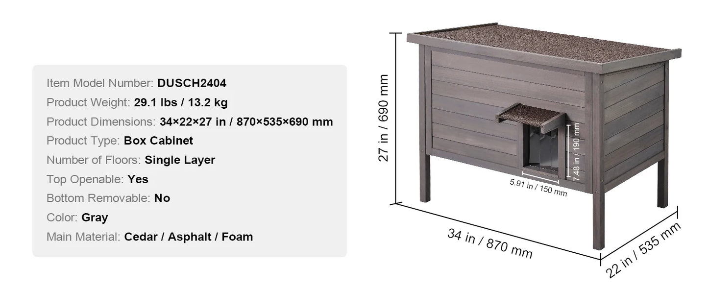 Outdoor Cat House Weatherproof, Feral Cat Shelter for Cat Outdoor Wooden Cat Rabbit House with All-Round Foam Insulated