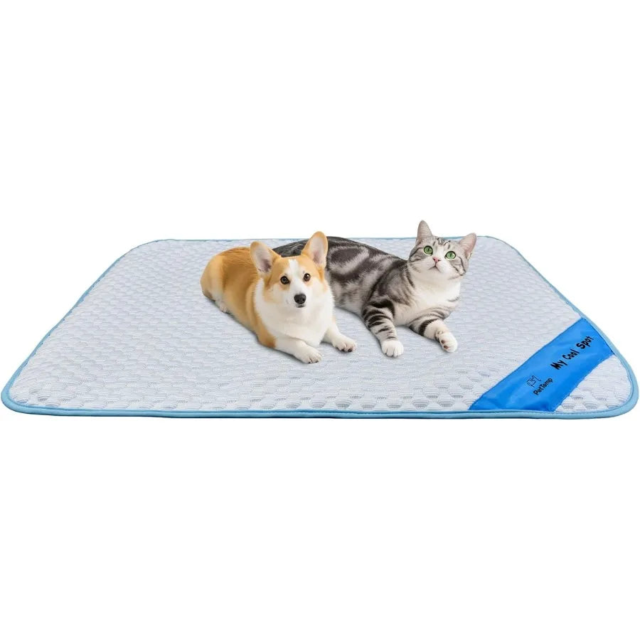 Pet Cooling Mat for Dogs Cats Ice-Silk Breathable Washable Foldable Cooling Blanket Durable Portable Non-Slip Dog Bed for Crate