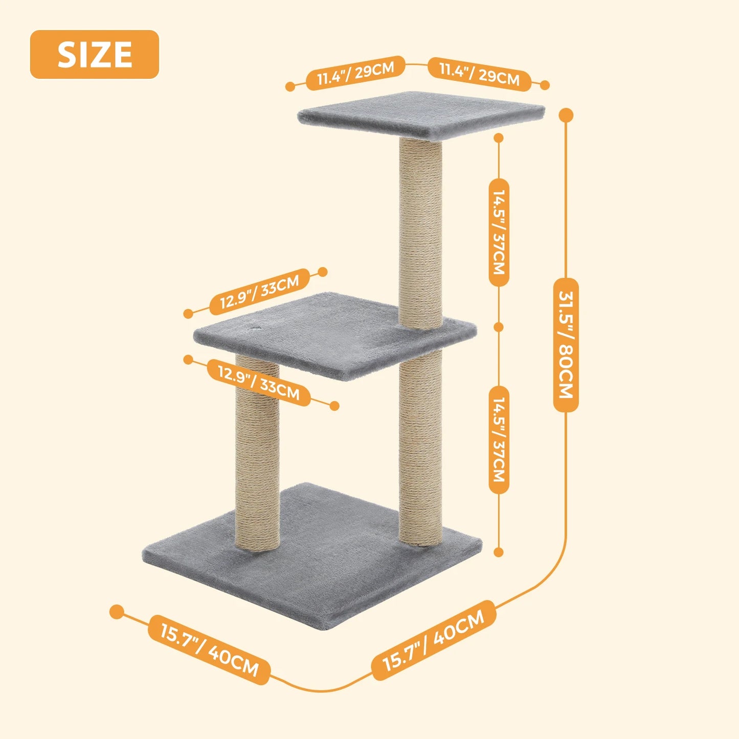 Cat tree Cat Tower for Indoor Cats 2 Styles Cat Activity Tree with Cat Scratching Posts Big Hammock and Removable Top Perch Grey
