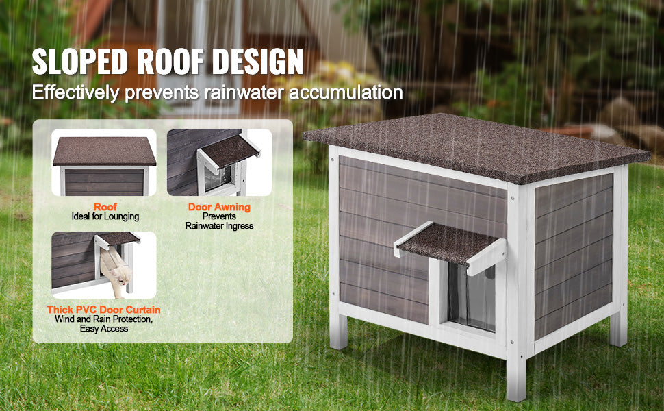 Outdoor Cat House Weatherproof, Feral Cat Shelter for Cat Outdoor Wooden Cat Rabbit House with All-Round Foam Insulated